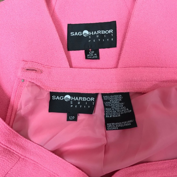 SAG HARBOR Women 2Piece Skirt/Blazer Suit Petite Pink Button Up - Picture 8 of 10